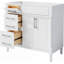 Meuble-lavabo de salle de bain sans lavabo, armoire de rangement autoportante avec 2 tiroirs et un tiroir basculant, meuble-lavabo avec cadre en bois massif seulement, tablette à hauteur ajustable