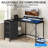 43'' L-Shaped Computer Desk with Power Outlets and LED Lights, Reversible Gaming Desk