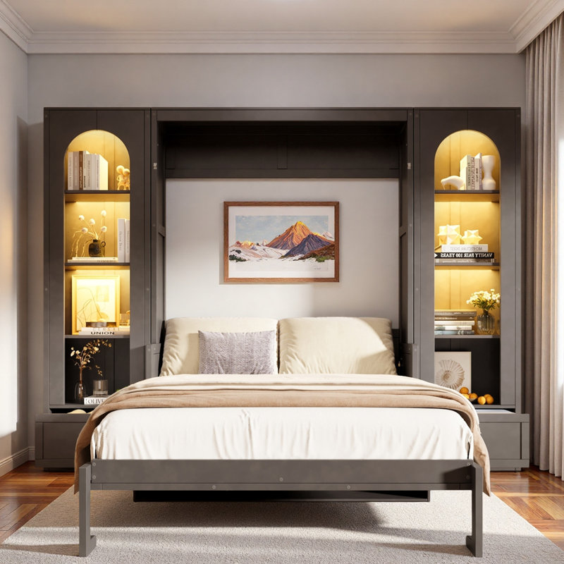 Lit escamotable avec tablettes, tiroirs, bureau et DEL Murphy
