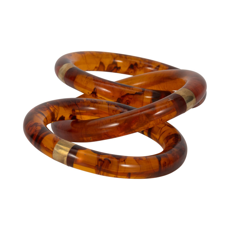 Glam Polyresin Decorative Object with Linked Ring Design and Luxe Brass Accents for Modern Style and Eye-Catching Versatile Display in Contemporary and Transitional Interiors