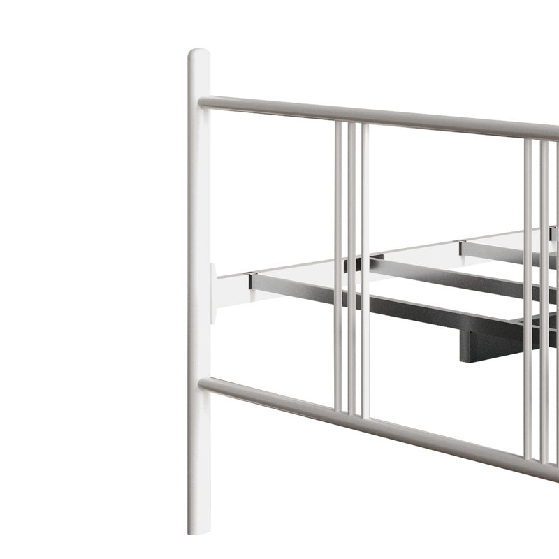 Lit plateforme en métal blanc, Twin, White