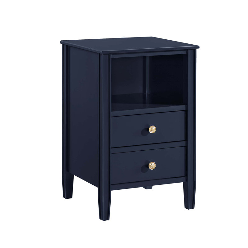 Table de chevet à 2 tiroirs Winston, Bleu très foncé