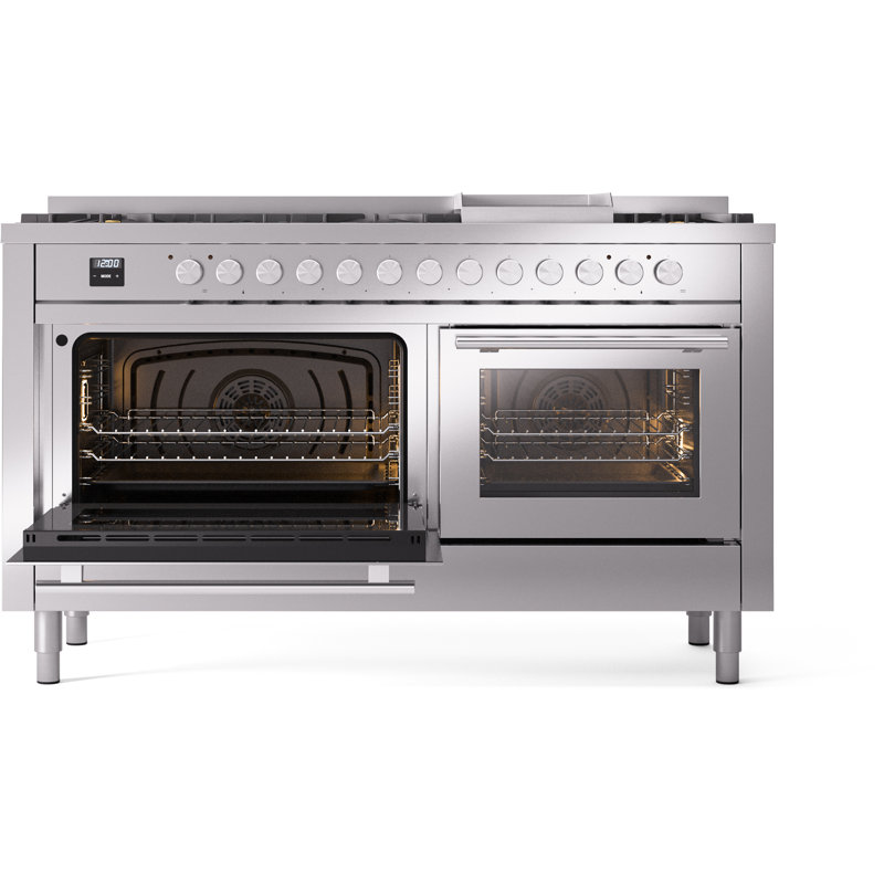 Cuisinière à deux brûleurs ILVE Professional Plus II 60, 9 brûleurs scellés, plaque chauffante (acier inoxydable)