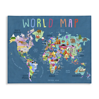 Art mural sur toile "Carte du monde avec repères" par Carla Daly