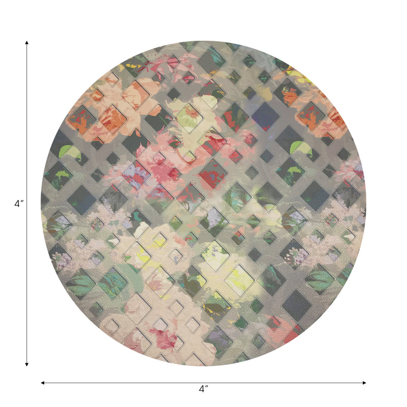 Sous-verres rond en cuir Defal, Azalée