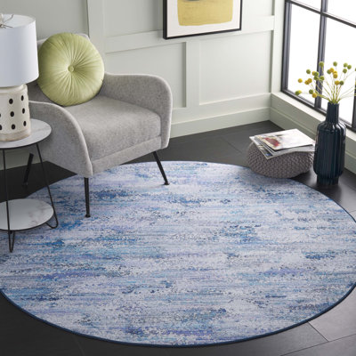 Tapis abstrait en polyester tissé à la machine gris / bleu Askersund