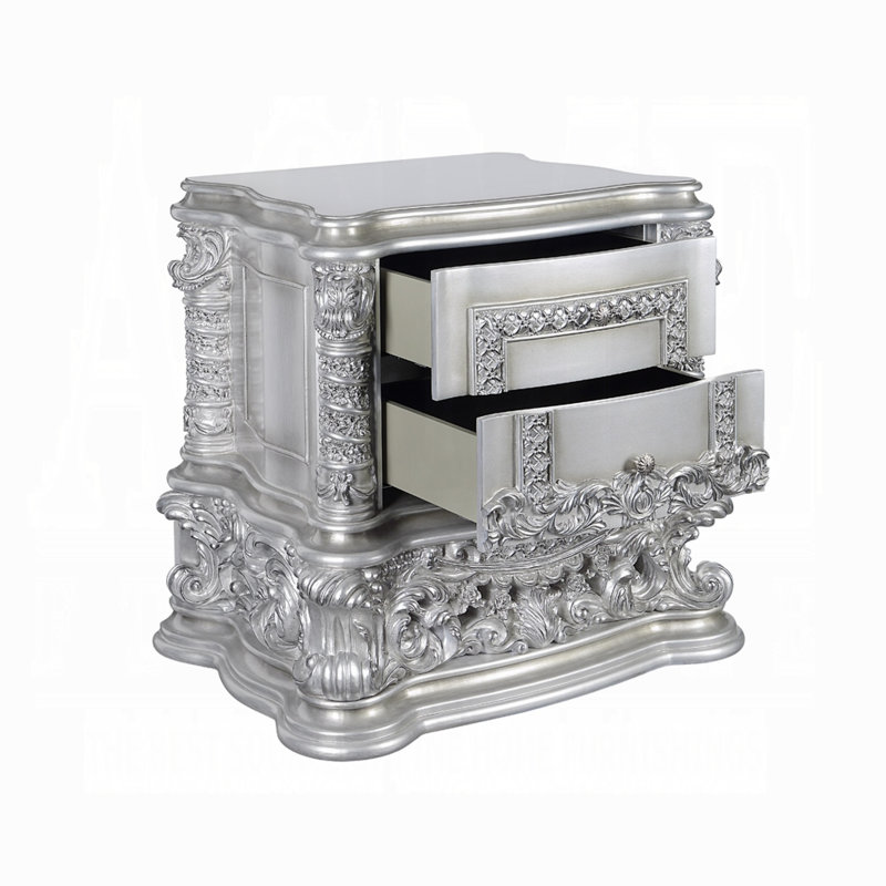 Heckstein 2-Drawer Nightstand in Antique Platinum