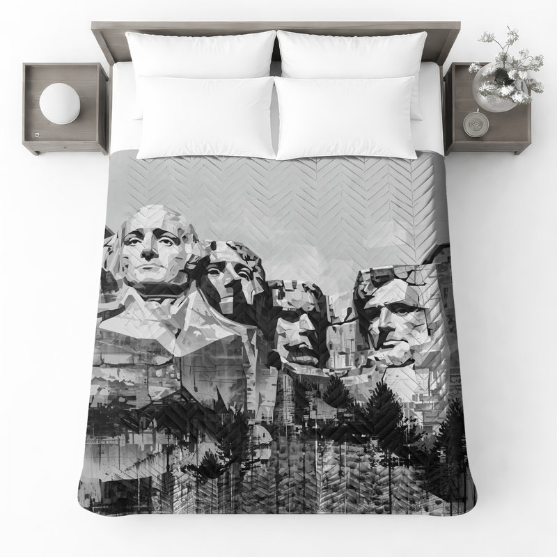 Couvre-lit matelassé Mount Rushmore Illustration toutes tailles, Twin