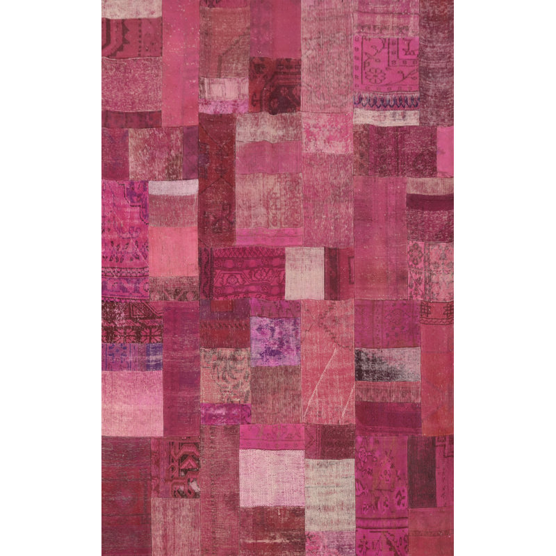 Distressed Wool Patchwork Area Rug 7x10