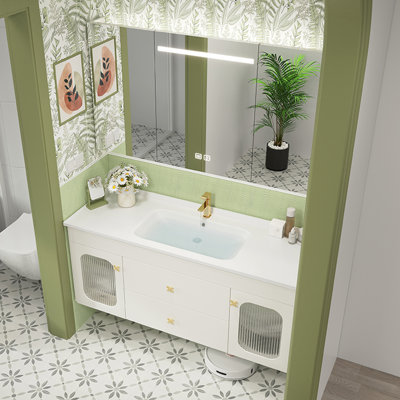 French light luxury cream style bathroom cabinet