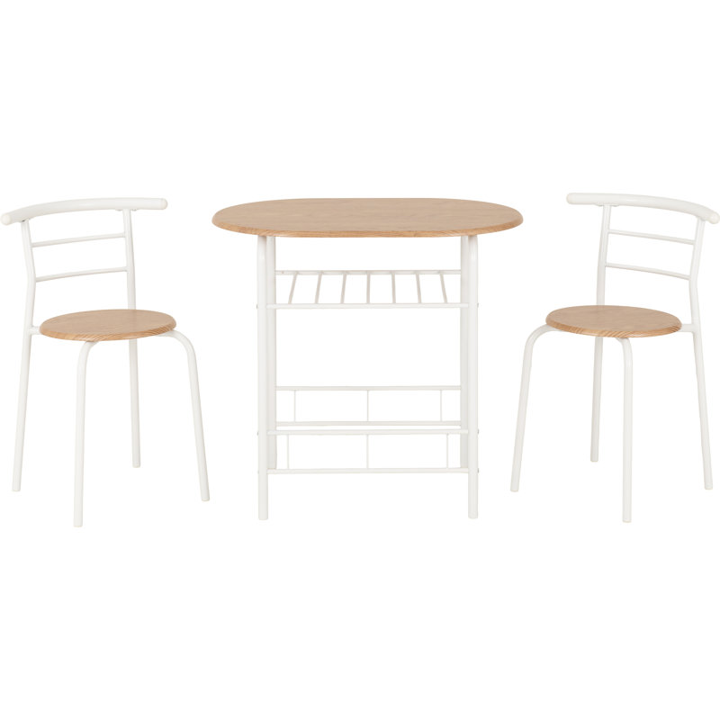 Lennon 2-Person Dining Set, White/Oak