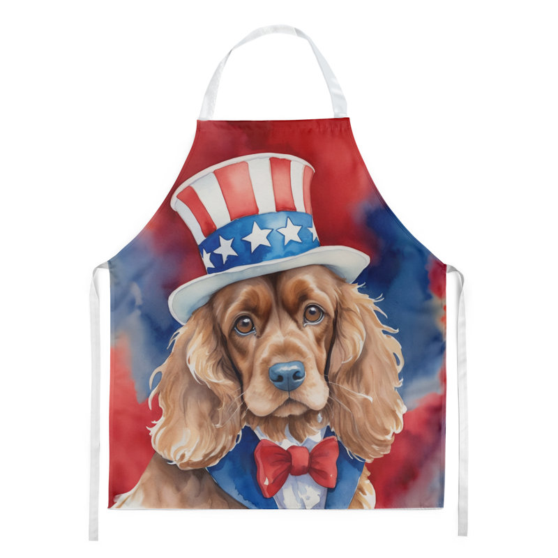 Patriotic American Apron, Light Brown Cocker Spaniel