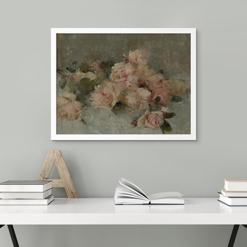 "Rose", aquarelle, fleurs roses, art mural, impressions botaniques décoratives pour salon, chambre encadrée sur papier, Blanc