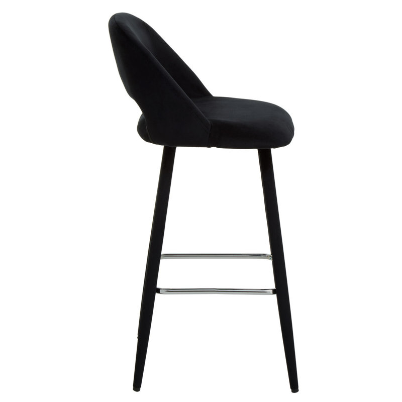 Upholstered Counter Stool with Metal Frame, Black, Black