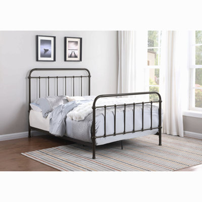 Olaleye Dark Bronze Metal Spindle Panel Bed