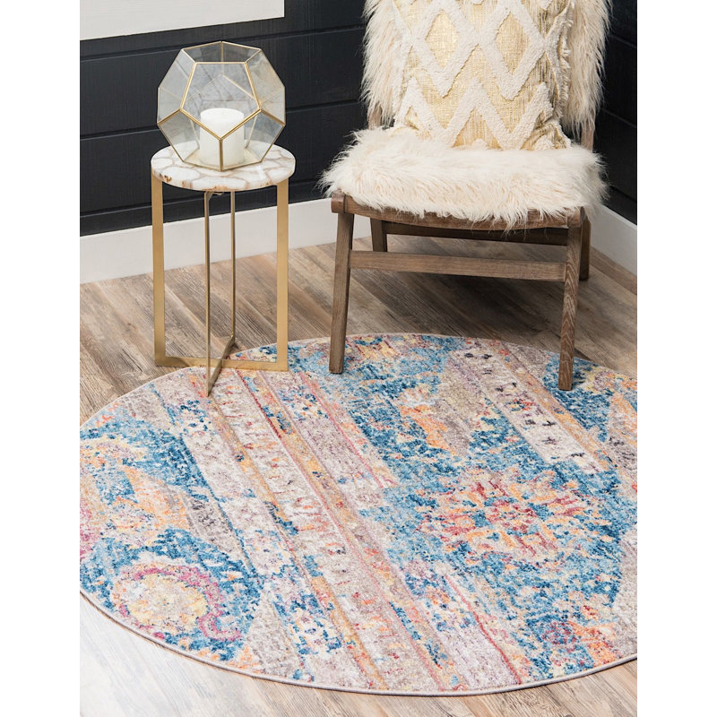 Tapis bleu Mulvaney Southwestern, Rond 3 pi 3 po