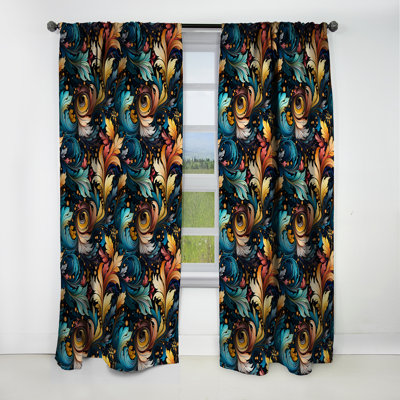 Motif cachemire céleste I - motif floral - rideau occultant en velours - 1 panneau