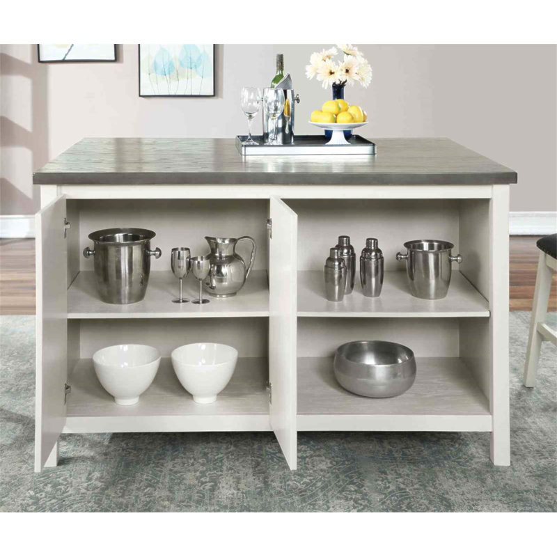 Off-White And Dark Counter Height Dining Table With Storage Cabinet Base, Solid Wood, Ideal For Modern Farmhouse Decor