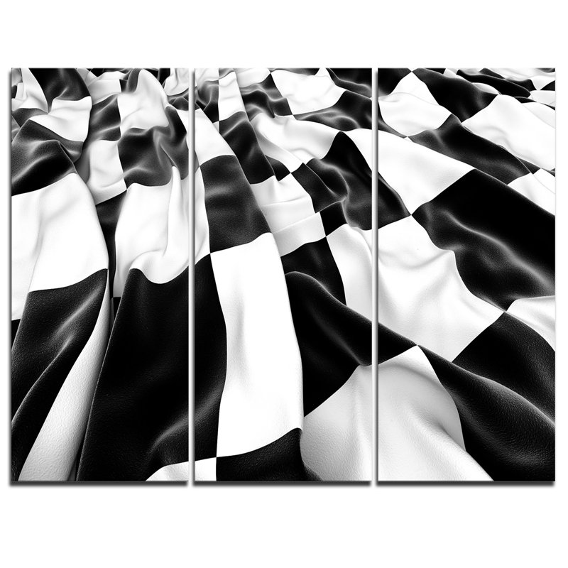 Drapeau 3d à damier-ensemble de 3 impressions sur toiles tendues