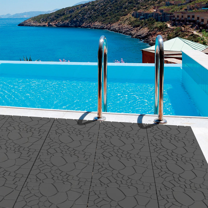 Carreaux de patio en pierre de 12 po à texture de pierre, carreaux de terrasse à emboîtement de module de bricolage, carreaux de cour faciles et rapides à installer pour le porche, le balcon de la piscine, la cour arrière, 44 pièces