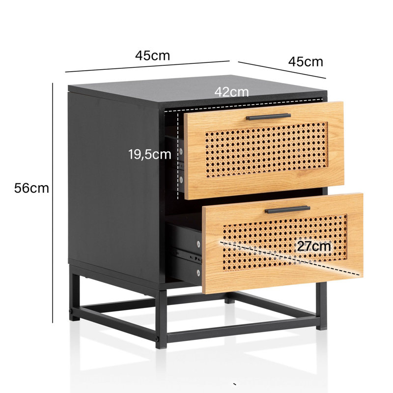 Alevras 45cm W Metal Bedside Table