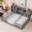 Lit double au sol avec tablettes latérales - Économie d'espace et design élégant gris, élégant et pratique-1275647275-1275647272