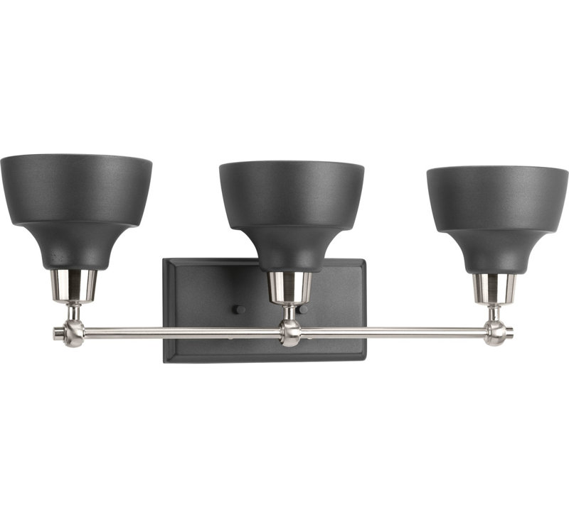 Éclairage pour meuble-lavabo à intensité variable Mable, Noir, Nickel brossé