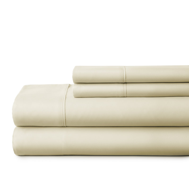 Ensemble de draps en microfibre doublement brossée 4 pièces Becky Cameron 1800 Series, Crème, crème