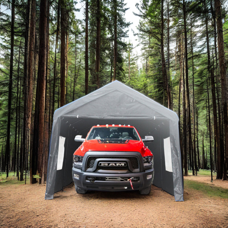 Heavy Duty Car Shelter 12x20 Feet: Spacious, Waterproof, With Ventilation Windows, Easy To Assemble And Transport 12x20ft Outdoor Shelter: , Ventilated, Waterproof Cover, Suitable For Multiple