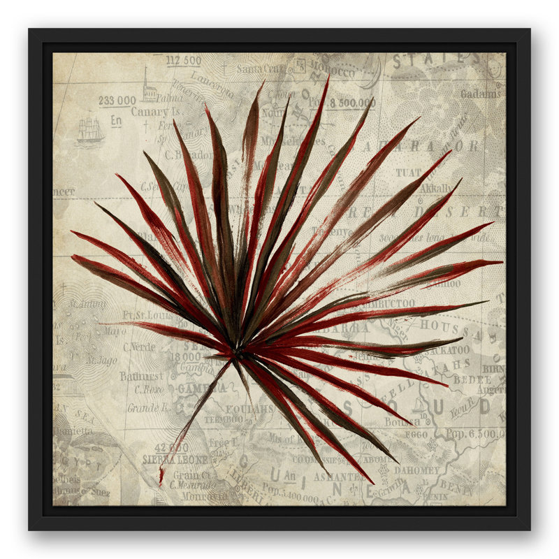 Fan Fan sur toile, H 13,75 po x l 13,75 po x P 1,75 po, Cadre flottant noir