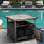 Table d'appoint pour l'extérieur avec trou pour parasol et petit support pour parasol en osier gris avec 2 sacs de poids