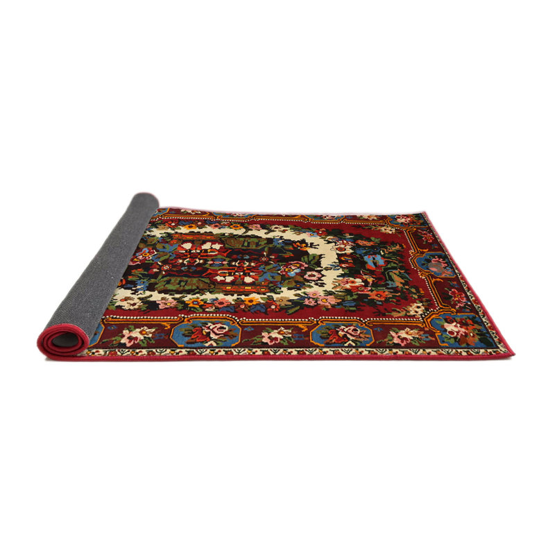 Tapis rouge/beige/noir traditionnel Telang, Rond 6 pi