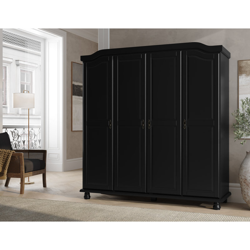 Kyle 100% Solid Wood 4-door Wardrobe Armoire, Espresso