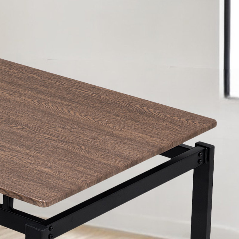 Pipkin 5-Piece Dining Set, Rectangular Table with Steel Frame and Four Stools for Small Space, Dark Brown, Dark Brown