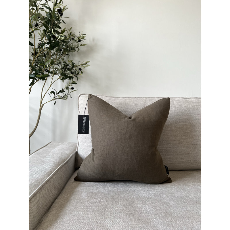 Housse de coussin en lin, Mousse, H 24 po x l 24 po