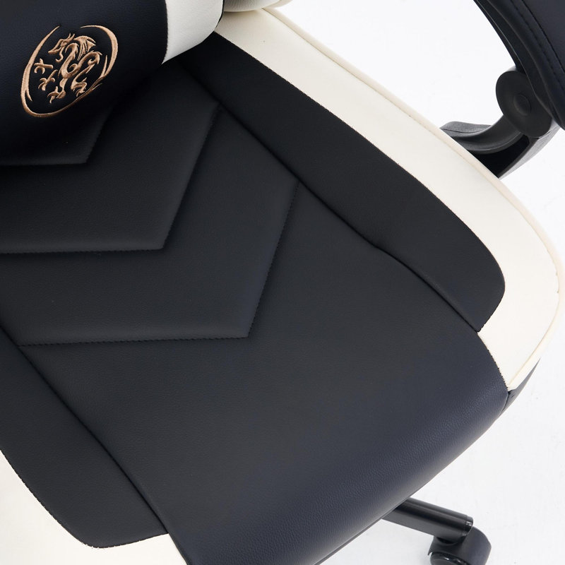 Adjustable Reclining Ergonomic Faux Leather Swiveling PC & Racing Game Chair(Set Of 2), White