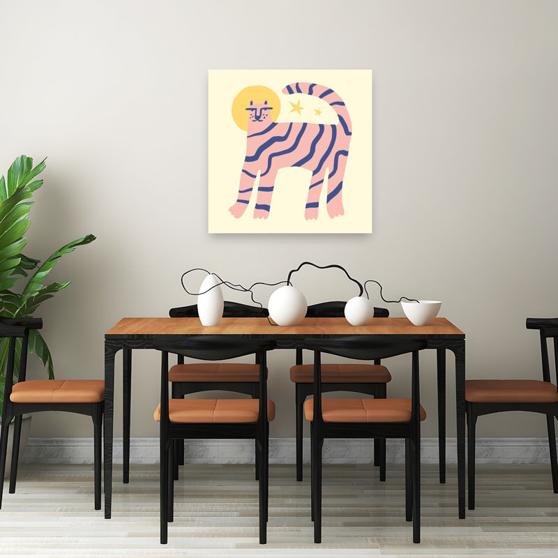 Thespiritseriesno27 Affiche murale abstraite contemporaine représentant un chat et un tigre dans un paysage naturel