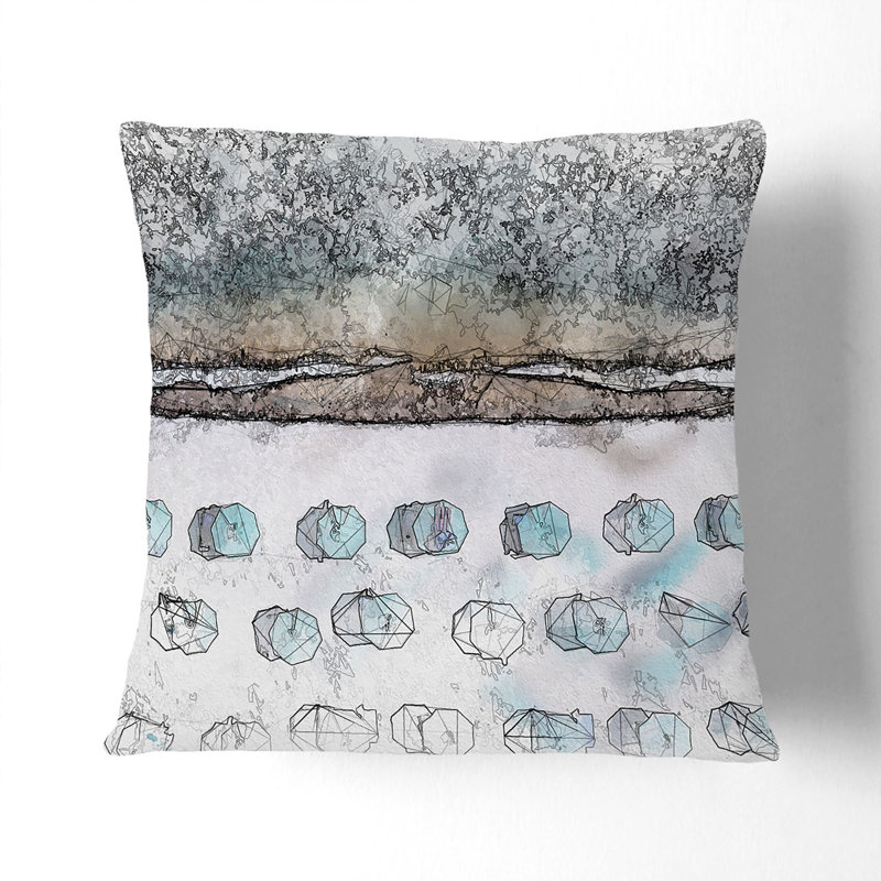 On the Beach Cushion with Filling, White, 40cm H x 40cm W x 15cm D