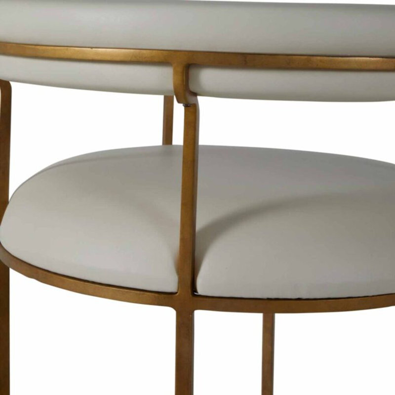 Mack White Leather and Gold Metal Counter Stool