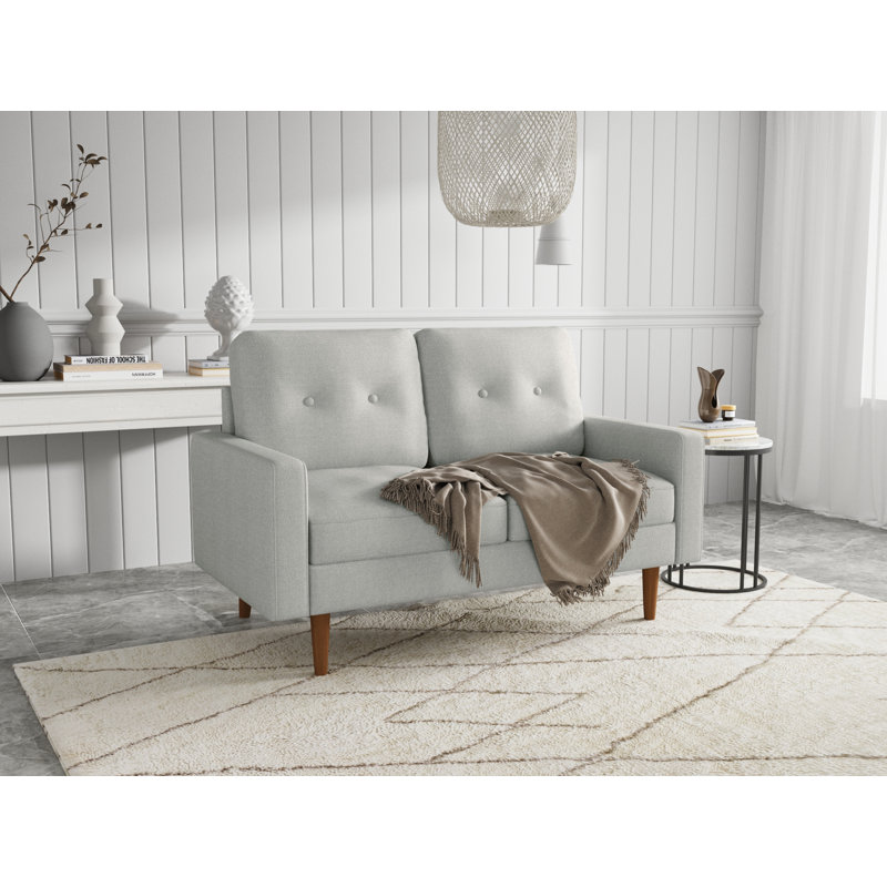 Causeuse à accoudoirs carrés en chenille 58 po Leilani, Gris clair
