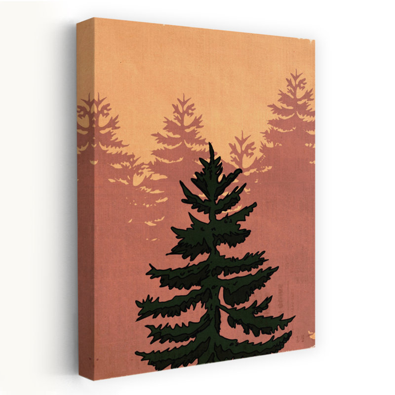 Art mural rétro, art contemporain contemporain, forêt de pin rustique rétro, H 12 po x l 8 po