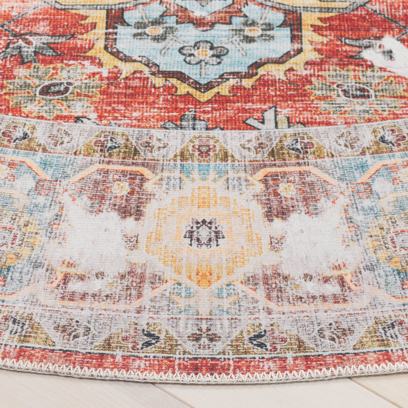 Rashab Performance Machine Washable Oriental Rug, Round 6'