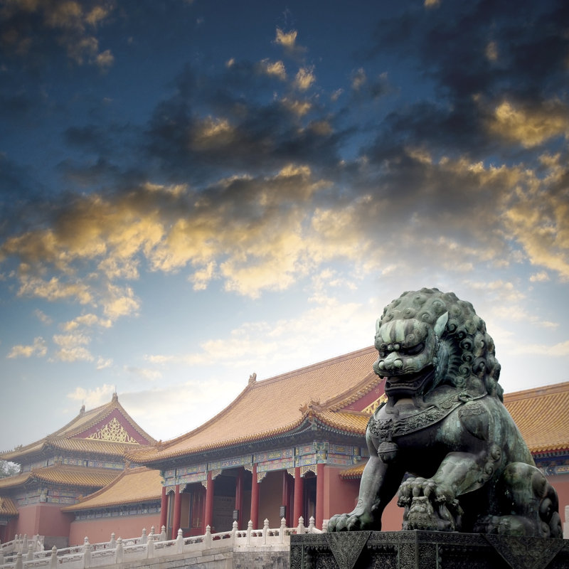 Giannini Beijing's Forbidden City Lions - Wrapped Canvas Print, 122cm H x 122cm W x 3.8cm D