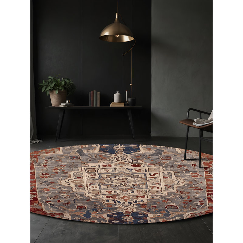 Tapis brun lavable à la machine, Rond 3 pi