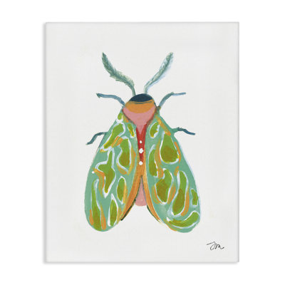 Art mural sur toile vert à motif papillon de nuit par Jessica Mingo