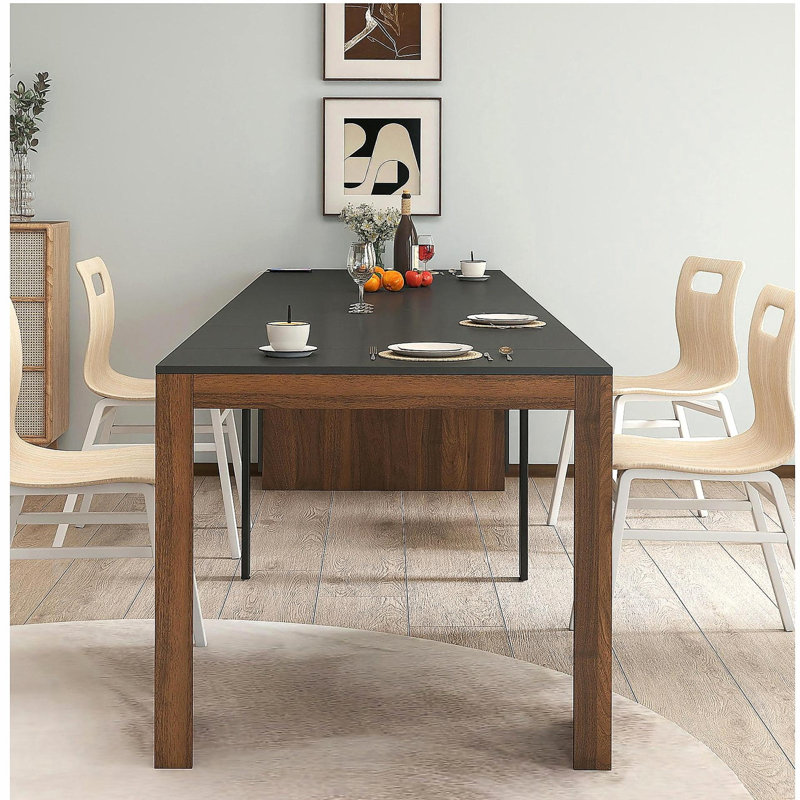 Table de salle à manger extensible moderne multifonctionnelle avec prise de courant, table extensible peu encombrante avec rangement pour fêtes, mariages, réunions et célébrations