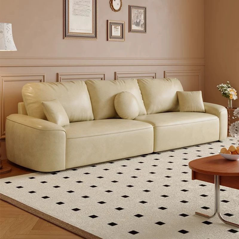 Canapé de salon moderne à lumière simple et luxueuse, Blanc, crème, 3, H 33,46 po x l 94,49 po x P 31,5 po 