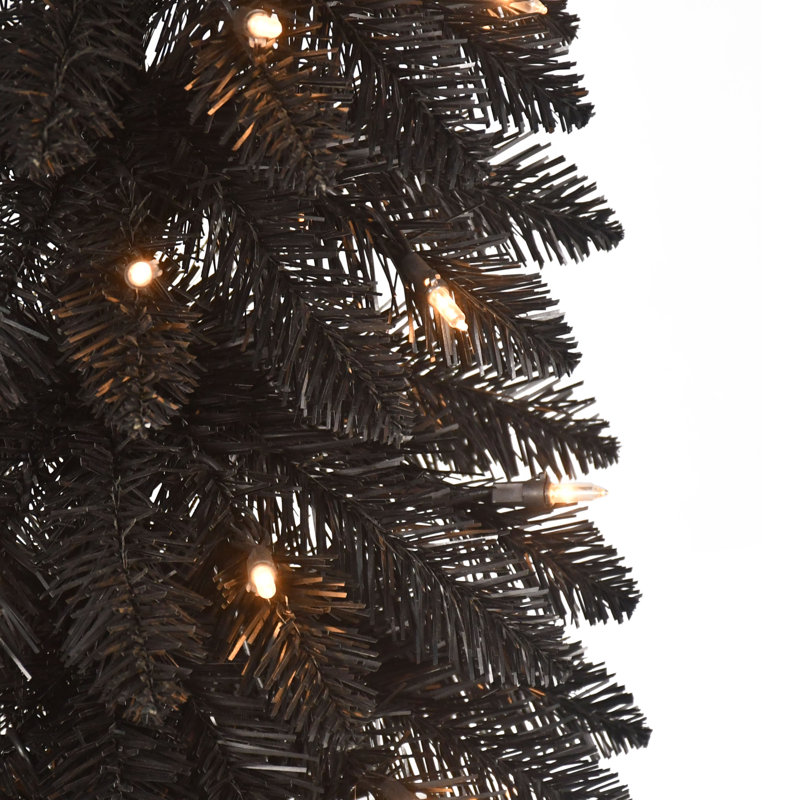 6' Pre-Lit Artificial Black Alpine Pencil Tree