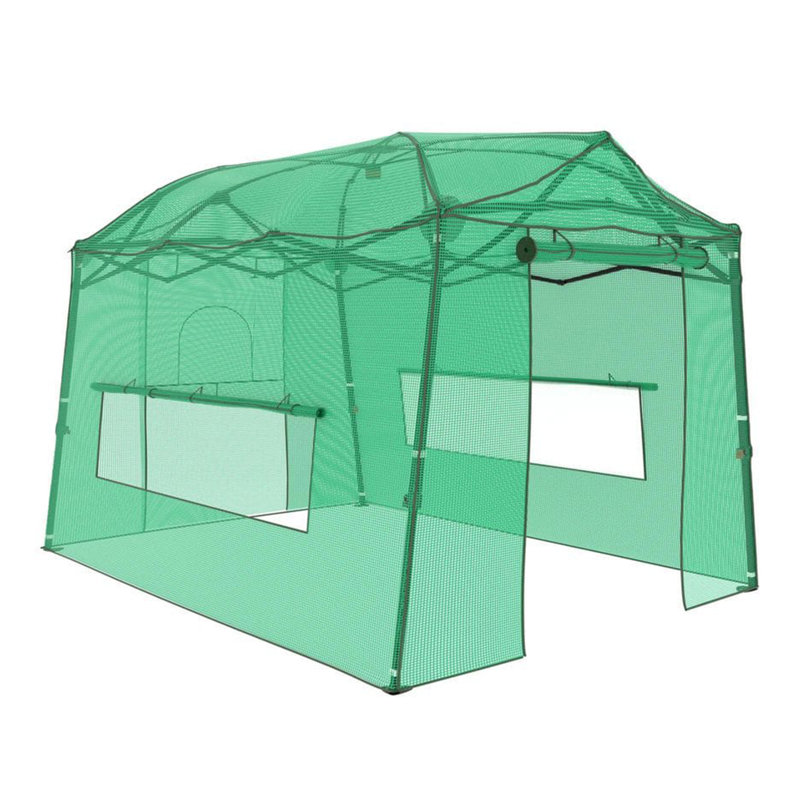 Pop-up à effet de serre pour l'extérieur, serre portable avec portes et fenêtres à enroulement, Blanc