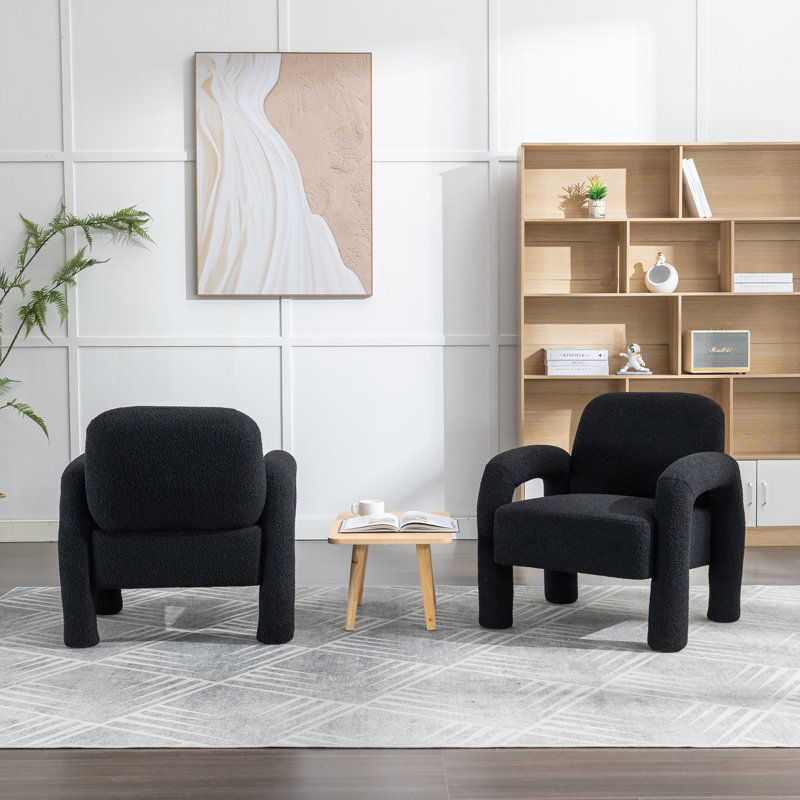 Amrane Upholstered Armchair, Black Polyester